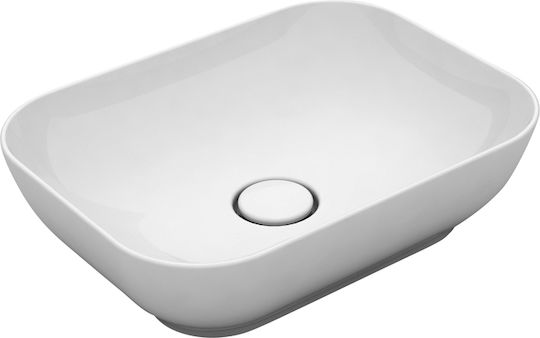 Olympia Trend Rectangular Επικαθήμενος Νιπτήρας Πορσελάνης 50x38x14.4cm Λευκός