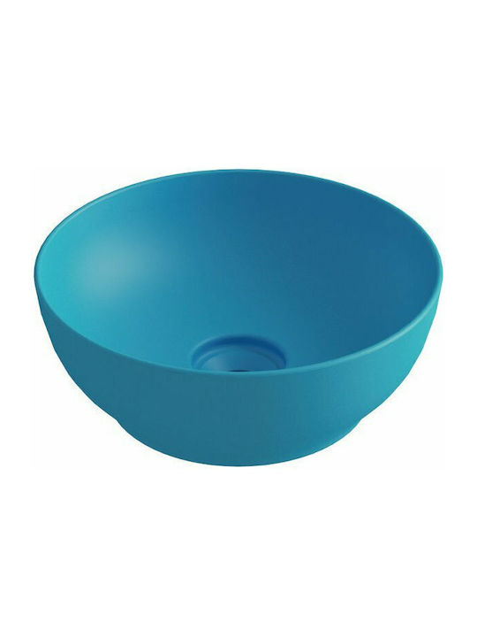 Olympia Trend Round Επικαθήμενος Νιπτήρας Πορσελάνης 38x38x14.4cm Γαλάζιος