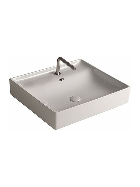 Orabella Touch 81 Επικαθήμενος Νιπτήρας Πορσελάνης 81x46x12.5cm Λευκός