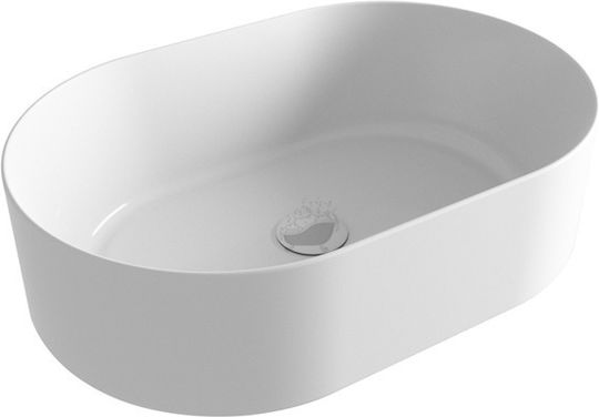 Olympia Open Oval 01 Επικαθήμενος Νιπτήρας Πορσελάνης 60x40x17cm Λευκός