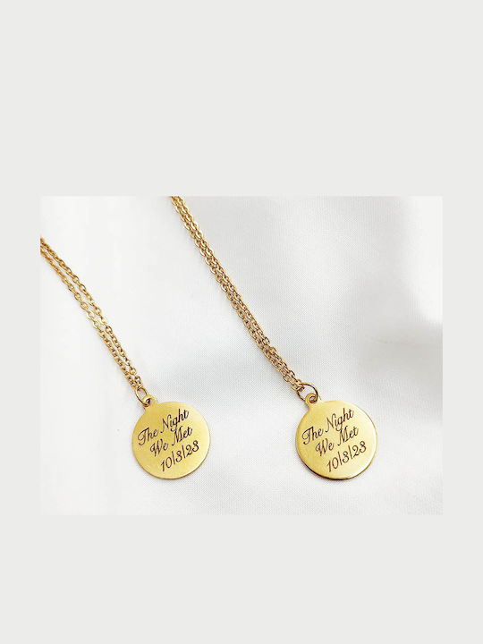 Theodora's Jewellery Προσωποποιημένο Κολιέ από Επιχρυσωμένο Ατσάλι Theodora's Jewellery Προσωποποιημένο Κολιέ από Επιχρυσωμένο Ατσάλι