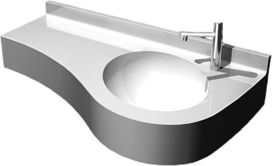 Sanitec Free Wave Single Επιτοίχιος Κρεμαστός Νιπτήρας από Συνθετικό Υλικό 180x52.75cm Cement Right Side
