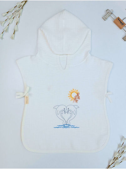 SteweHome Poncho De Plajă Pentru Copii Alb