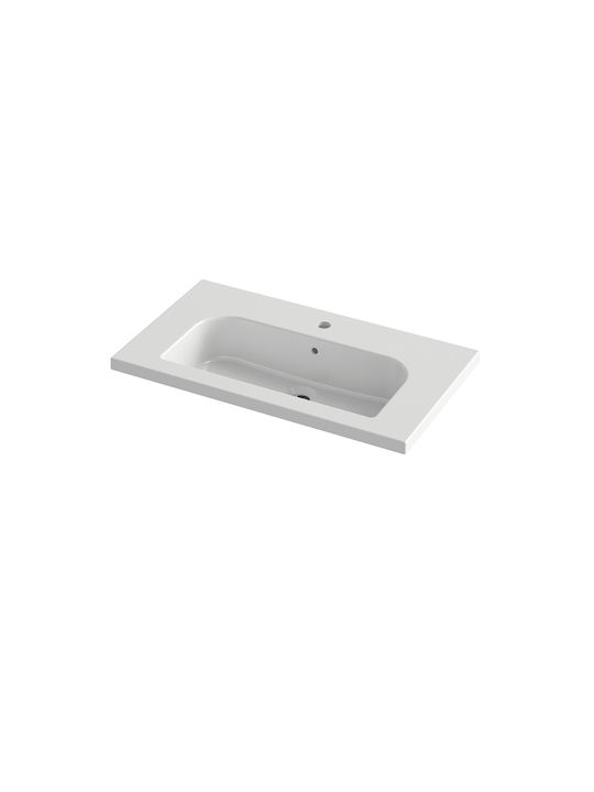 Orabella Mood 80 Ένθετος Νιπτήρας Πορσελάνης 80x45x14cm Λευκός