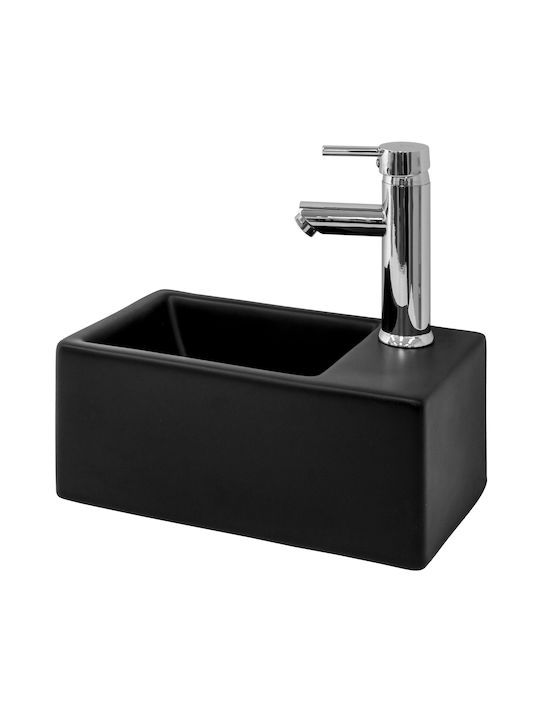 ML-Design Επικαθήμενος Νιπτήρας Κεραμικός 35.5x20.5x12.5cm Μαύρος