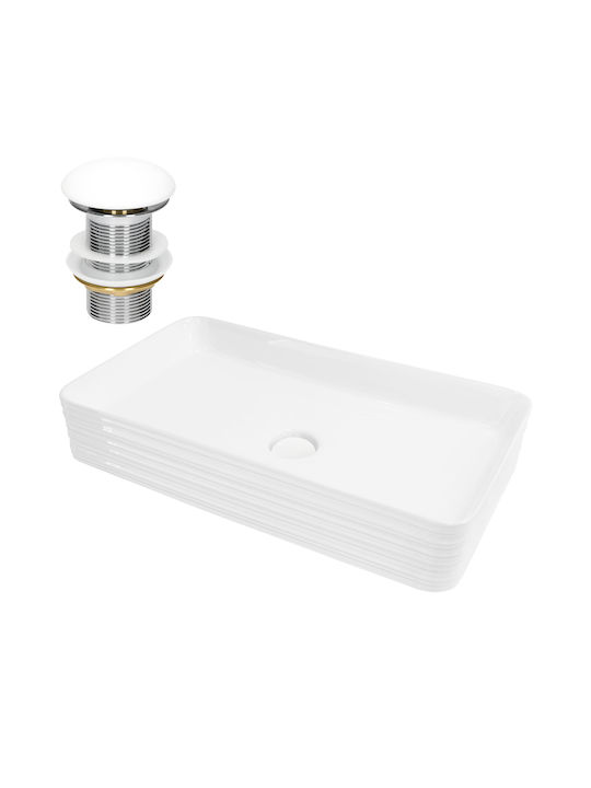 ML-Design Aufgesetztes Waschbecken Keramik 68x38x12cm Weiß