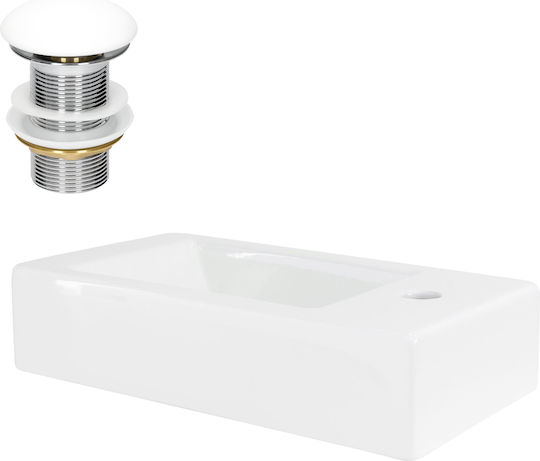 ML-Design Επιτοίχιος Επικαθήμενος Νιπτήρας Κεραμικός 46x26cm Λευκός
