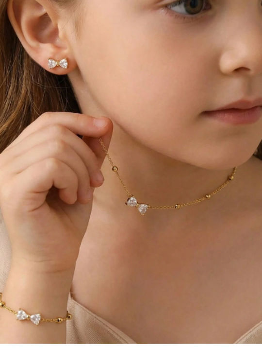 Hypoallergene Goldene Kinderohrringe mit Steinen Hypoallergene Goldene Kinderohrringe mit Steinen