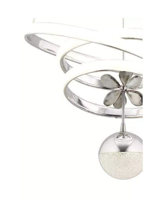 SteweHome Silver Pendant Ceiling Light with Crystals 30x70x81cm