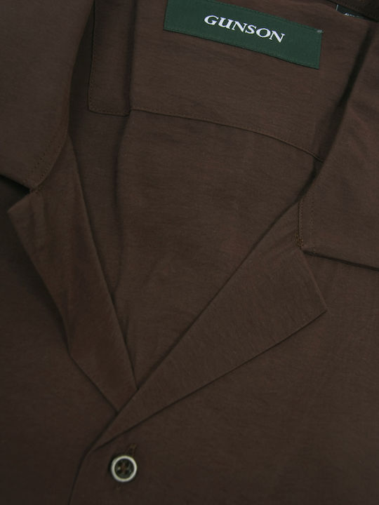 Short Sleeve Linen Brown Shirt