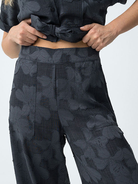 Women's High Rise Pantaloons in Loose Fit Floral Blue