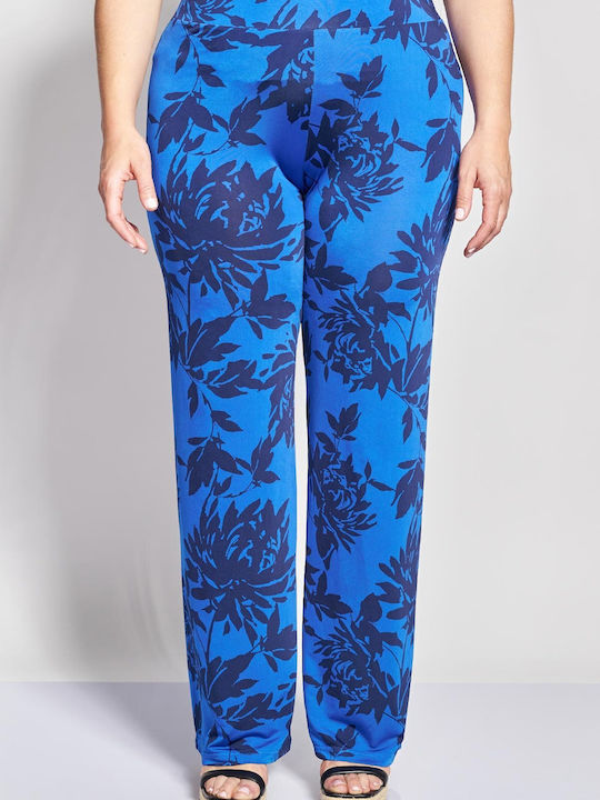 Pantaloni Largi Dama Cu Cauciuc Botanical Print