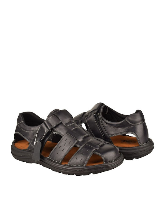 Leather Men's Sandals in Black Color