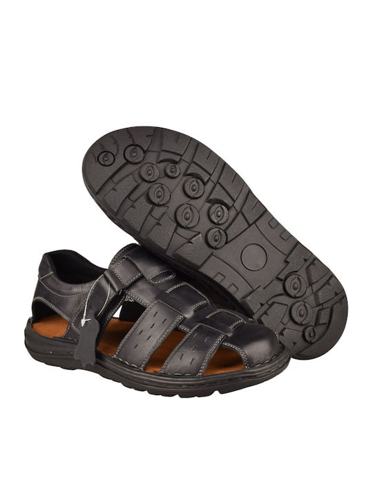 Leather Men's Sandals in Black Color