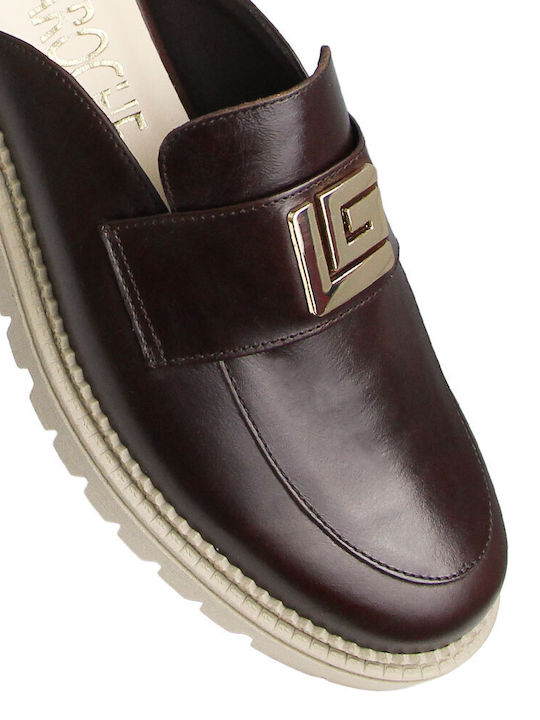 Leather Women's Moccasins In Brown Colour