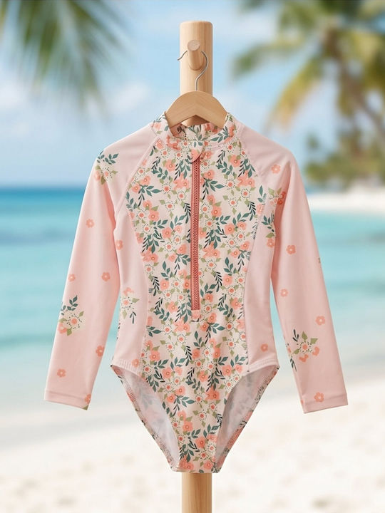 Crool Kids One-Piece Swimwear With Long Sleeve Salmon