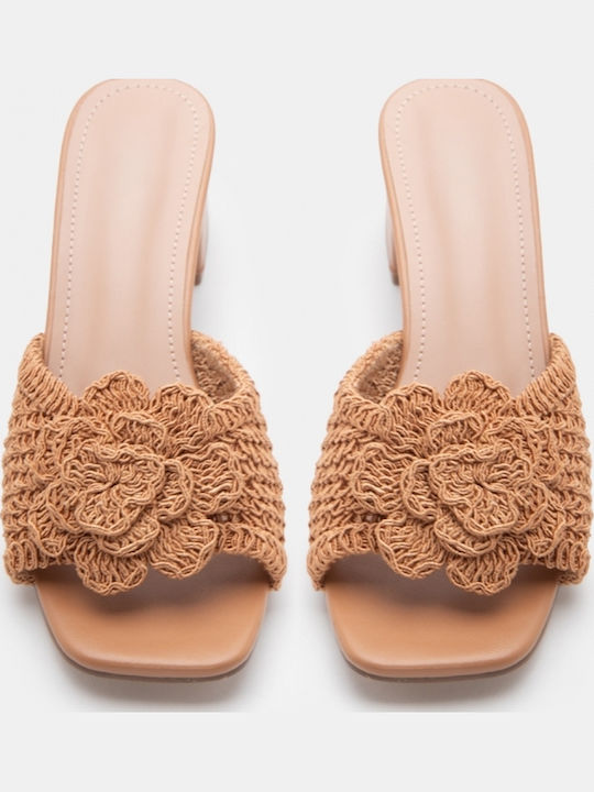Mules With Low Heel In Brown Colour