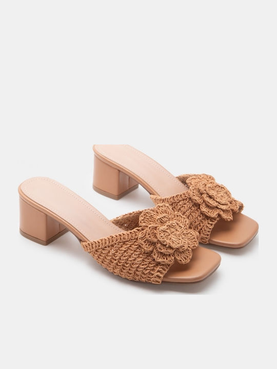 Mules With Low Heel In Brown Colour