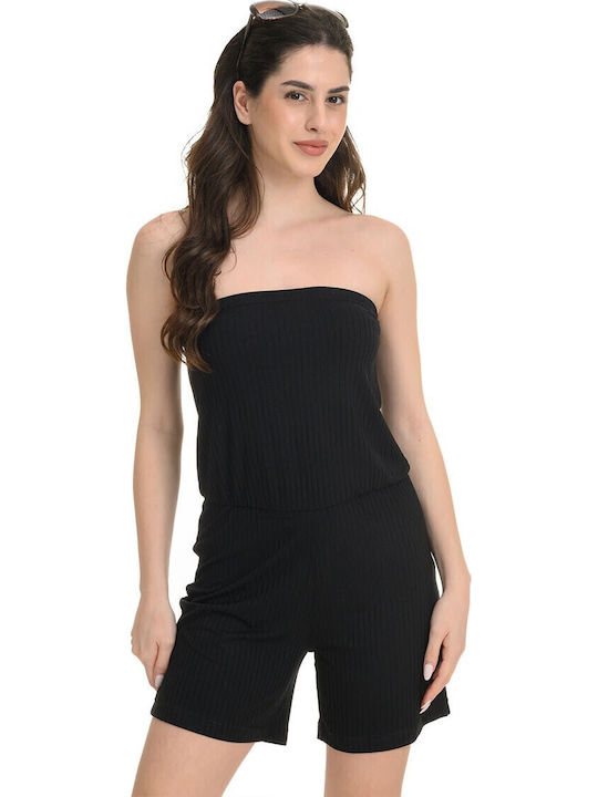 Damenteilose Trägerlose Jumpsuit Schwarz