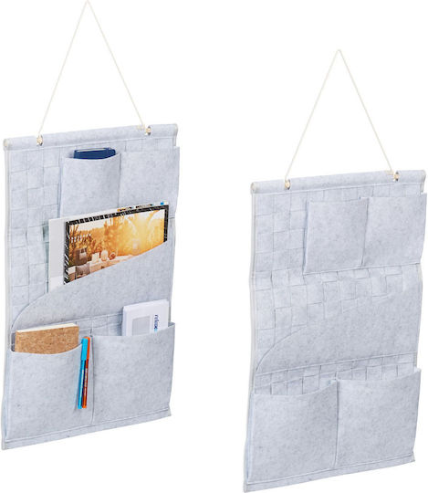 Relaxdays 2x Decorative Hanging Organizers Gray 60x3x41 Cm