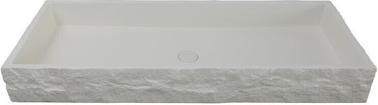 Επικαθήμενος Νιπτήρας Πορσελάνης 80x40x12cm Λευκός