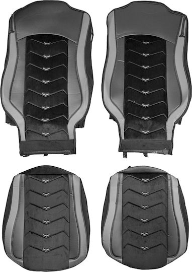 Луксозни Калъфи За Седалки Mercedes Actros Mp4 2015–2021 – Eco Кожа И Alcantara Стил – Черни Сиви