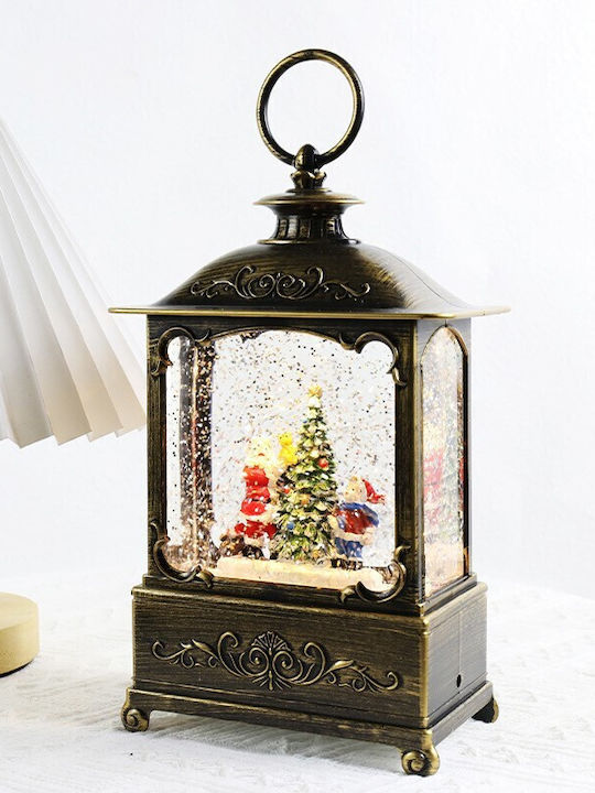 Decoratiune Iluminată Lanternă de Crăciun cu Moș Crăciun pe Baterii 14.5x8x23cm