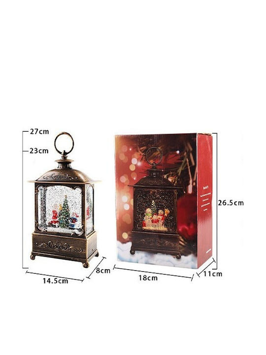 Decoratiune Iluminată Lanternă de Crăciun cu Moș Crăciun pe Baterii 14.5x8x23cm
