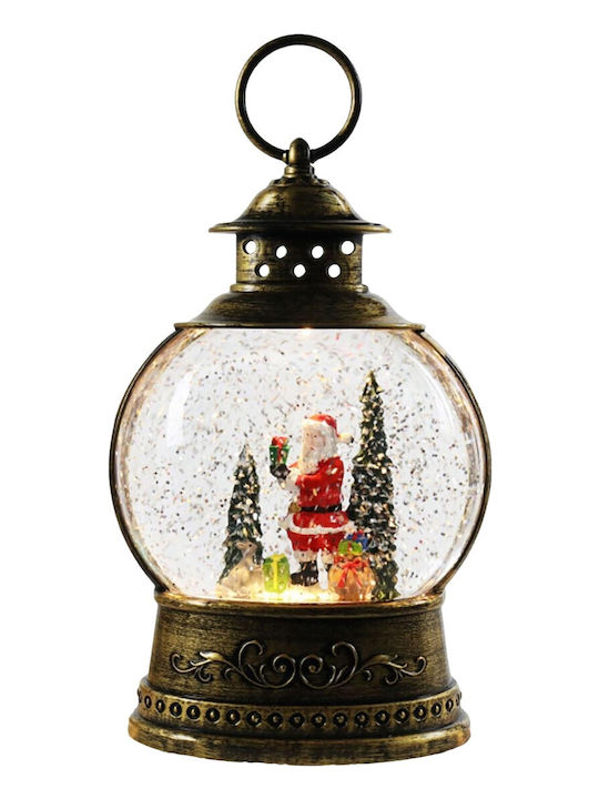 Decoratiune Iluminată Lanternă De Crăciun Cu Moș Crăciun Baterie 13x8x21cm