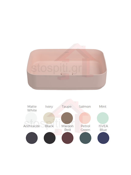 Isvea Επικαθήμενος Νιπτήρας Πορσελάνης 50x36cm Salmon