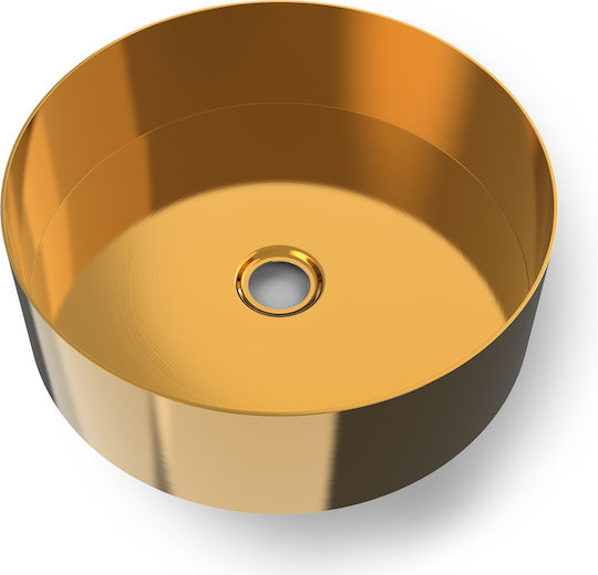 Voss Luna Επικαθήμενος Νιπτήρας Inox 33x33cm Gold Brushed