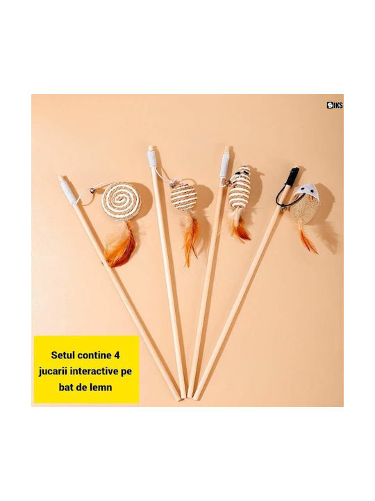 Set 4 Siks Interaktives Katzenspielzeug Feder Stimulierendes Denken Jagd Indoor Feder Maus Feder Ball Interaktives Feder Rad Braun