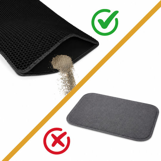 Covoraș De Litter Pentru Pisici Zola Xxl Dublu Tip Miere Anti-Alunecare Rezistent La Apă 75 X 55 Cm Negru