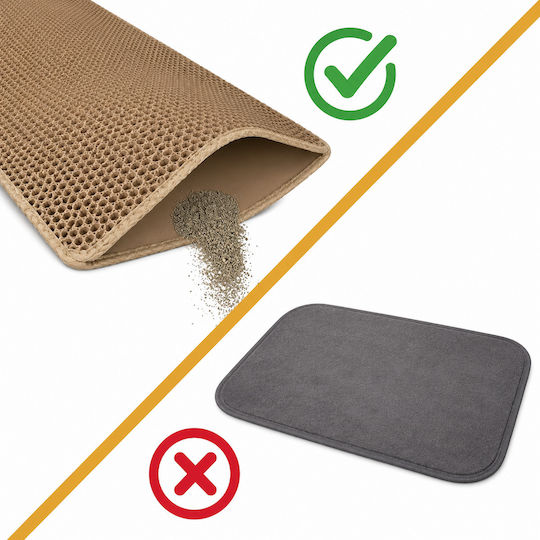 Covoraș De Litter Pentru Pisici Zola XXL Dublu Tip Pană De Miere Antiderapant Rezistent La Apă 75 X 55 Cm Bej