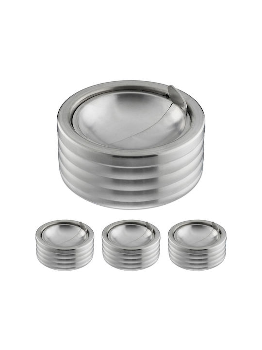 Set 4 Elegant Ashtrays Lid Relaxdays Stainless Steel Silver 7x11.5cm Set 4 Elegant Ashtrays Lid Relaxdays Stainless Steel Silver 7x11.5cm