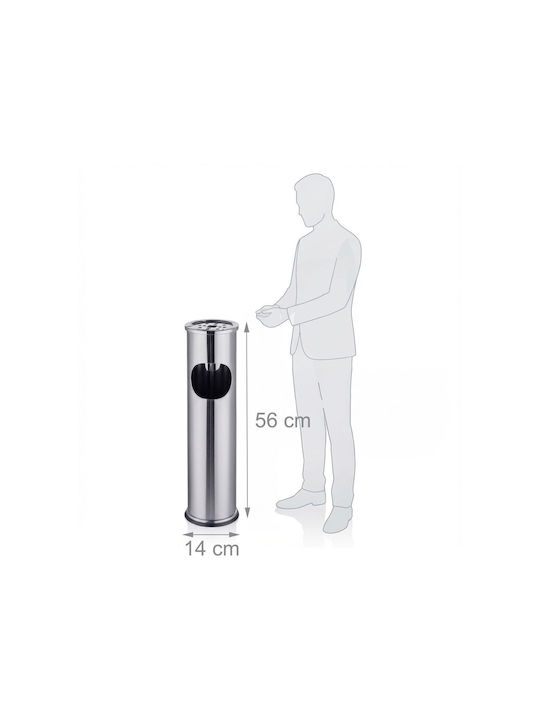 Relaxdays Floor Ashtray 8-liter Trash Bin Silver 56x15x15 Cm