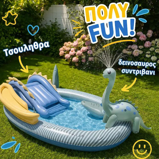 Swim Essentials Children's Inflatable Swimming Pool 203x173x89cm Dino