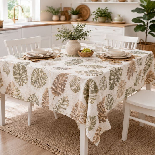 Pucioasa Τραπεζομάντηλο Βαμβακερό Palm Leaves 160x220εκ.