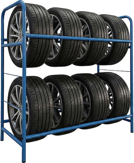 Relaxdays Steel Tire Rack Blue 106x46x106 Cm
