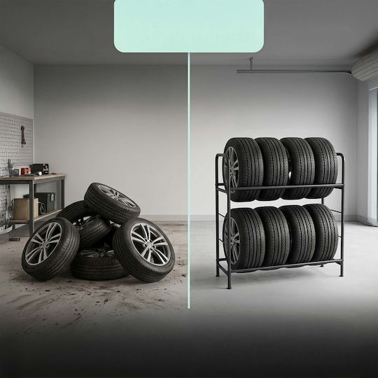 Стойка За Гуми Relaxdays 4 Гуми 106x53x43 См Металически Черен