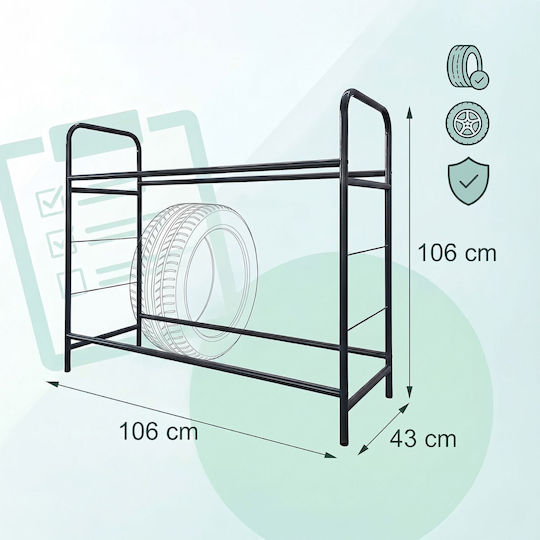 Стойка За Гуми Relaxdays 4 Гуми 106x53x43 См Металически Черен