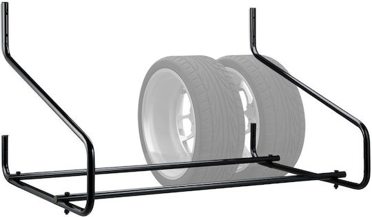 Relaxdays Wall Mount Tire Rack Black 67x74x117.5 Cm
