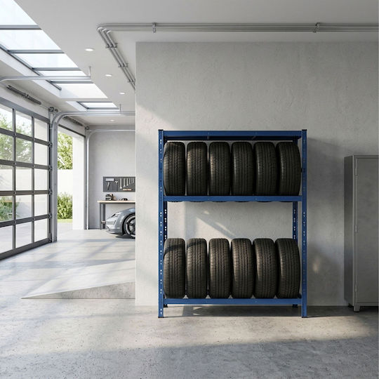 Relaxdays Tire Rack Support Blue 180x40x120 Cm