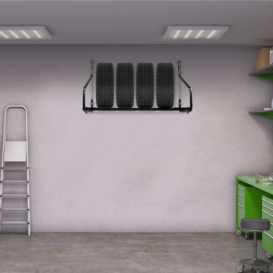 Relaxdays Wall Mount Tire Rack Black 67x74x117.5 Cm