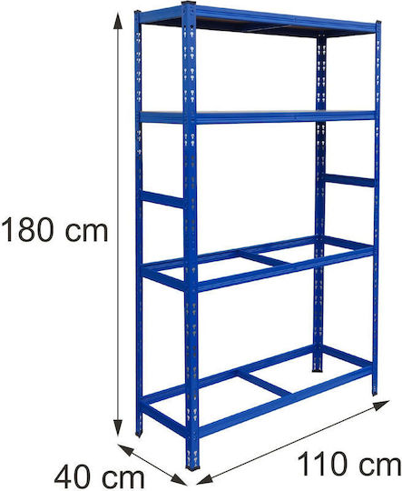 Relaxdays Suport Pentru Anvelope 2 Etajere Albastru 180x40x110 Cm Capacitate 150 Kg Pe Nivel