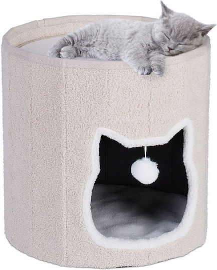 Relaxdays Katzenbett Beiges 40x39cm Hängendes Spielzeug Faltbar