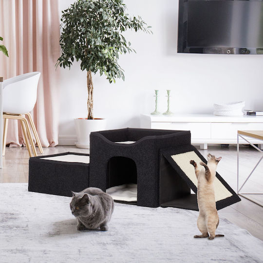 Foldable Cat Bed Relaxdays 3 Resting Spots Black 36.5x112x41 Cm