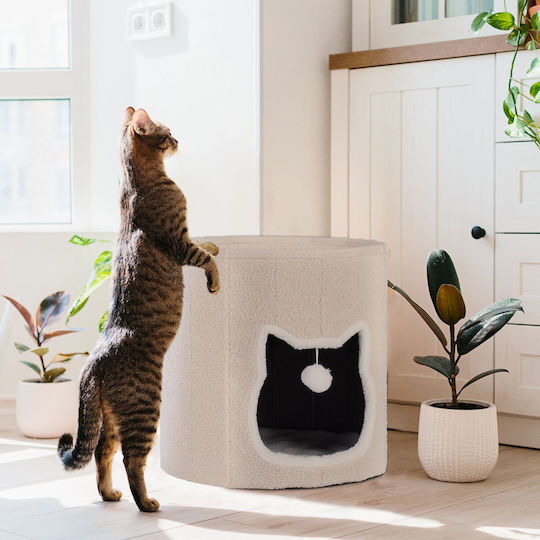 Relaxdays Katzenbett Beiges 40x39cm Hängendes Spielzeug Faltbar