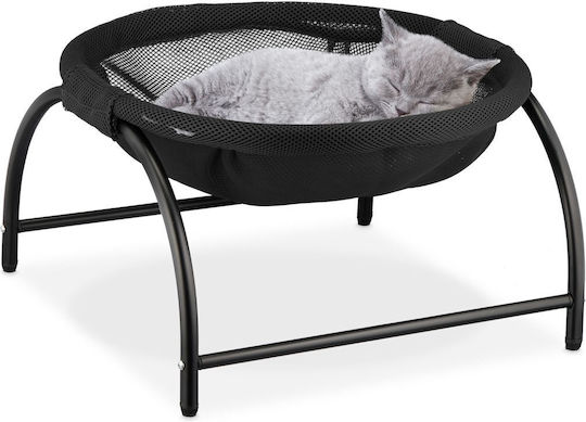 Relaxdays Котешко Легло Черно 25x44x42 См Стоманена Рамка Мрежеста Повърхност