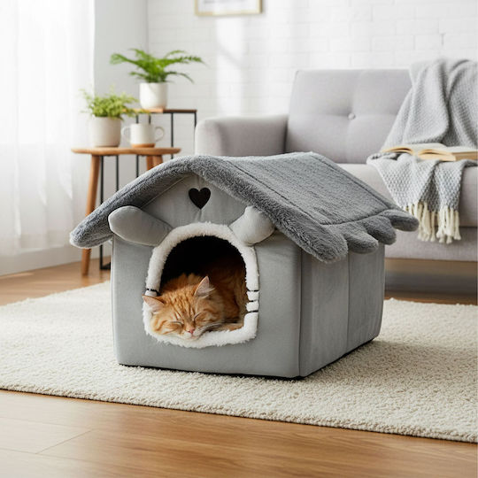 Relaxdays Cave House Cats Grey 38x50x45 Cm